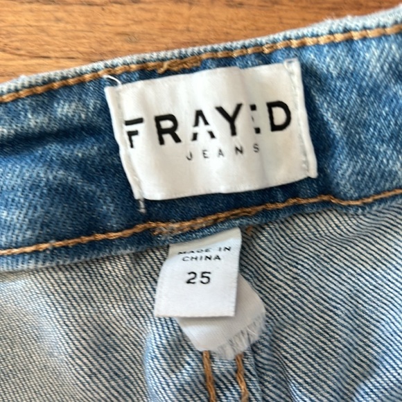 FRAYED High Rise Straight Light Blue Jeans Size 25 - Picture 2 of 11